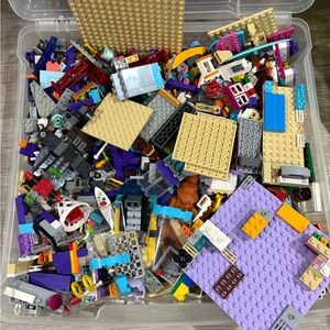 LEGO Assorted Bricks in Purple, Yellow, and Blue